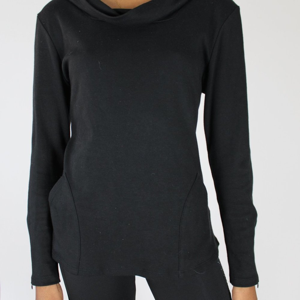 Black corset back top with hood
